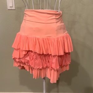 Free People Pink Asymmetrical Ruffle Skirt